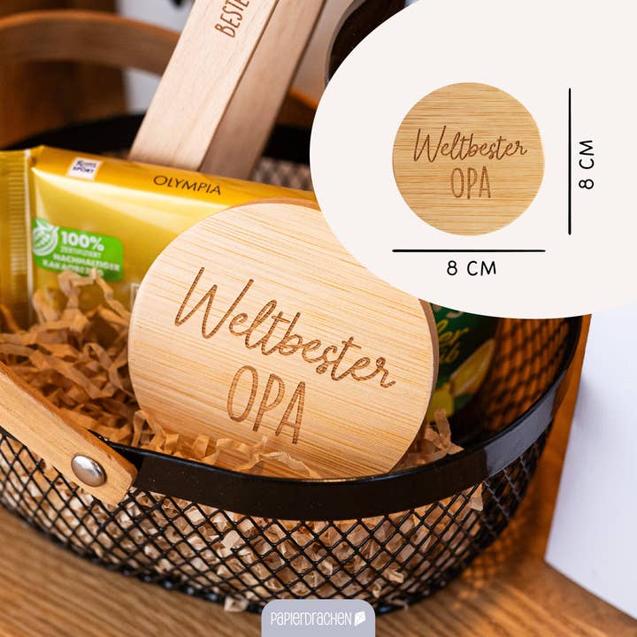Papierdrachen – Saca-rolhas por atacado – Abridor de garrafa de madeira com gravação ‘World’s Best Grandpa’ conjunto 022