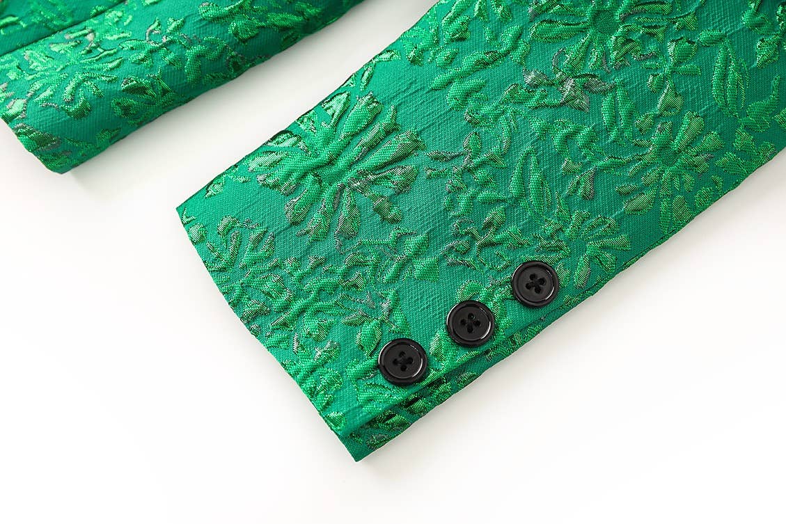 Vert Ensemble de costume jacquard luxueux vert élégant en vente sur Faire9