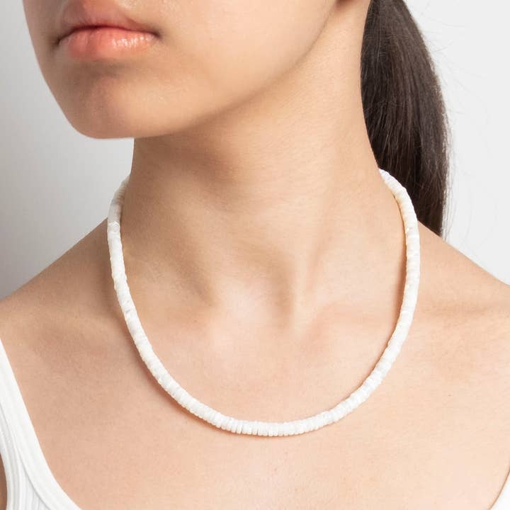 White Shell Gemstone Necklace in Sterling Silver for wholesale by Naturagems