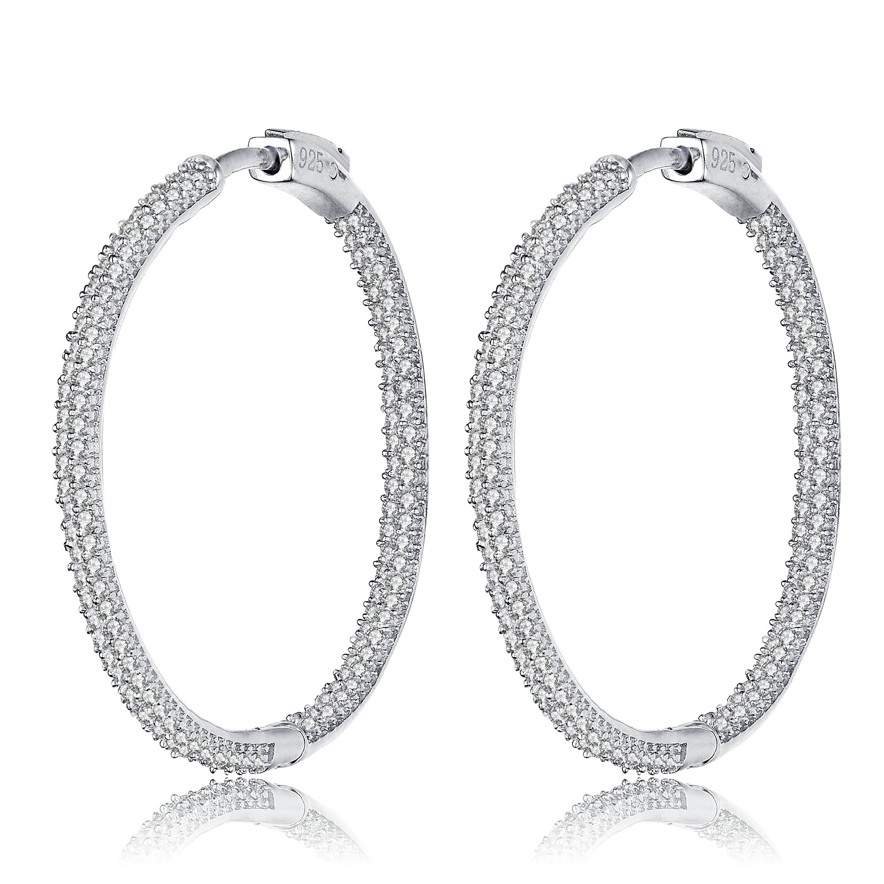 Genevive - Vendita all'ingrosso Orecchini a cerchio - Orecchini in argento sterling con zirconi cubici (7284)1