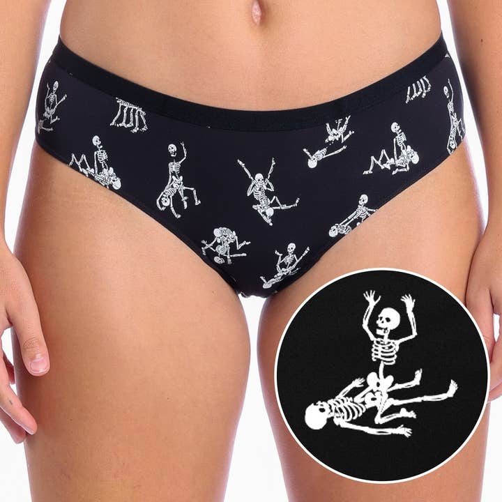 The Bare Back Bones | Glow in the Dark Skeletons Cheeky Underwear for wholesale by Shinesty, Inc