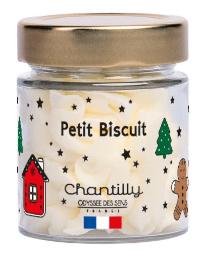 ODYSSÉE DES SENS - Wholesale Jar/filled candle - Petit Biscuit - Gourmet Whipped Cream Candle Christmas 80g
