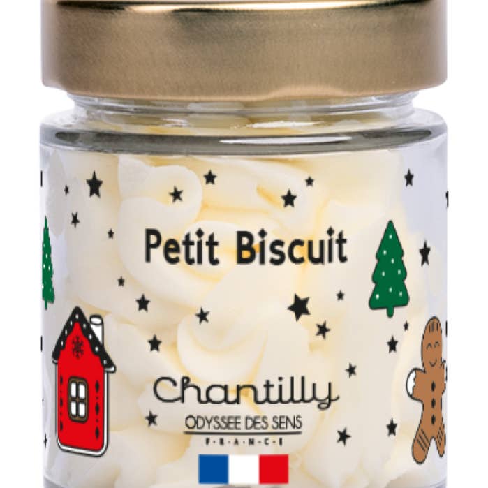 ODYSSÉE DES SENS - Wholesale Jar/filled candle - Petit Biscuit - Gourmet Whipped Cream Candle Christmas 80g0