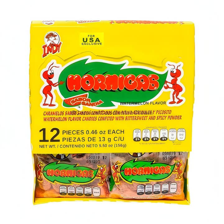Indy Hormigas Watermelon Mexican Hard Candy (12 Count) for wholesale by Carnival Candies & Ice Cream Inc.