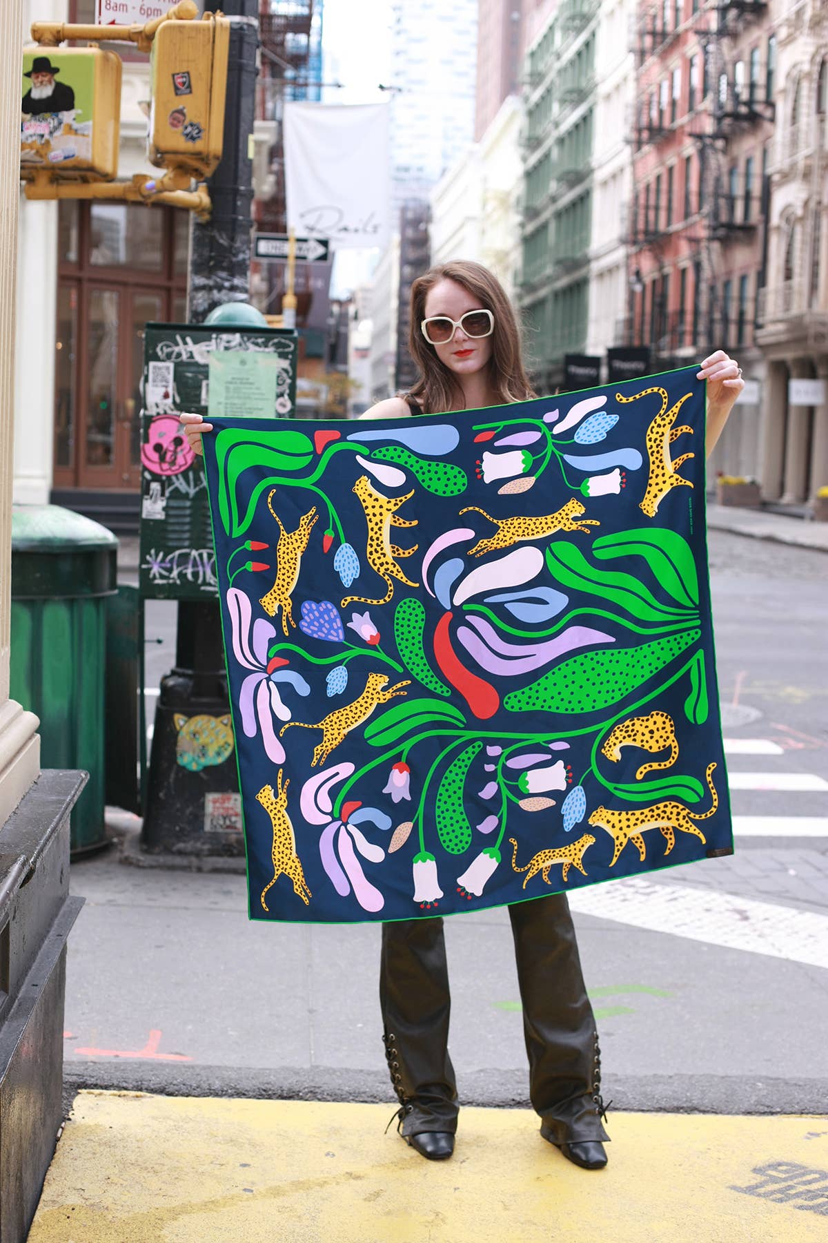 Jessie Zhao New York - Wholesale Scarf - Women's - Double Sided Silk Scarf Of Jungle Night3