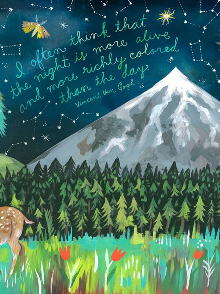 Night Mountain Print for wholesale by Katie Daisy
