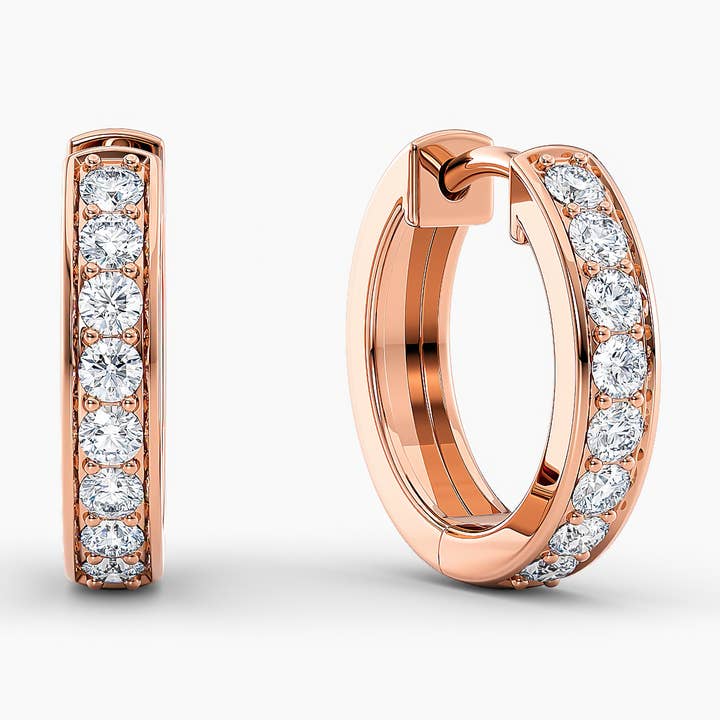 Smarte 14 k guld Hoop Øreringe med diamanter, gave til hende for engroshandel hos OISHI DIAMONDS