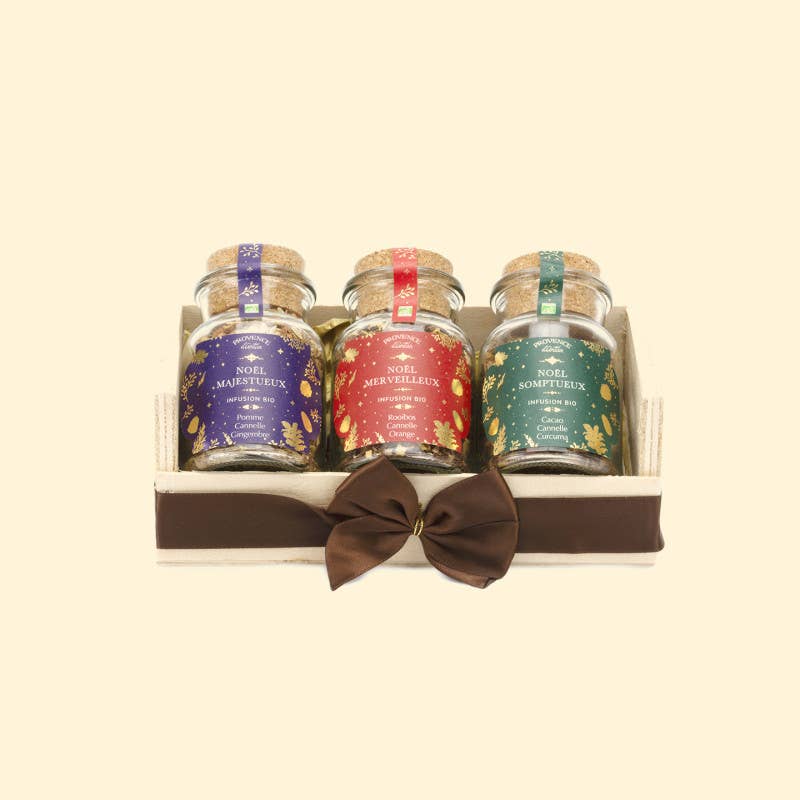 PROVENCE D'ANTAN - Wholesale Food Gift Basket - Set of 3 Mini Christmas Bottles – Refined Organic* Infusions1