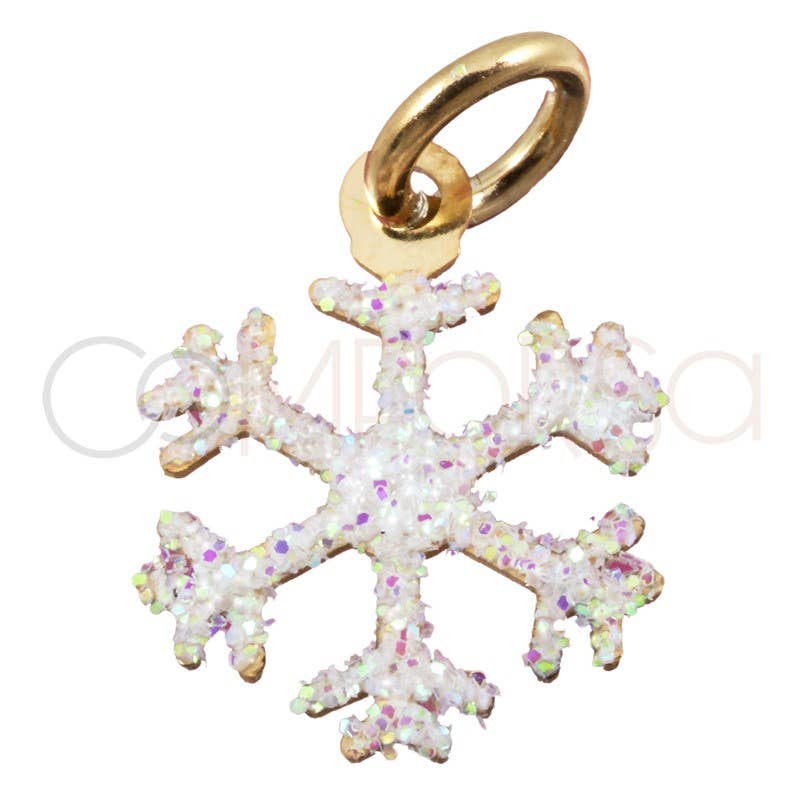 COM FORSA SL - Wholesale Ornament - Sterling Silver 925 Snowflake Pendant With Glitter 10Mm1