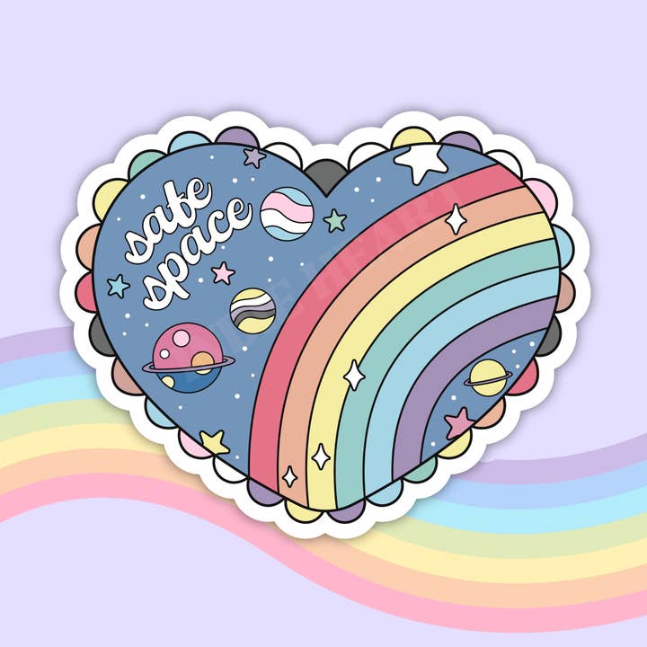 Safe Space Rainbow Heart Vinyl Sticker – LGBTQ+ Pride for wholesale by Indie Heart Studio