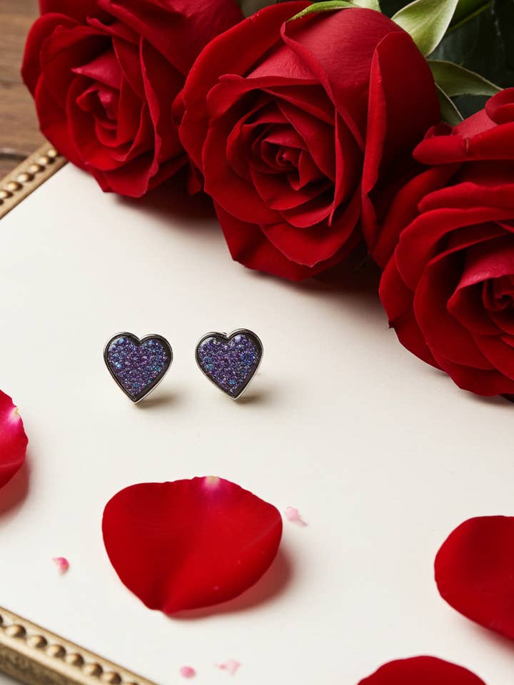 Brincos de Estrela com Cristal Druzy em Forma de Coração por atacado de Oceanic Jewellers - Majique London