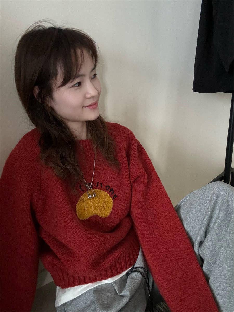 Marayn - Wholesale Knit Sweater - Women's - Cute Korean Style Cartoon Letter Knit Sweater22