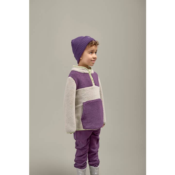 Jersey de Borg con media cremallera en púrpura amatista y gris geotérmico para venta al por mayor de Grass & Air