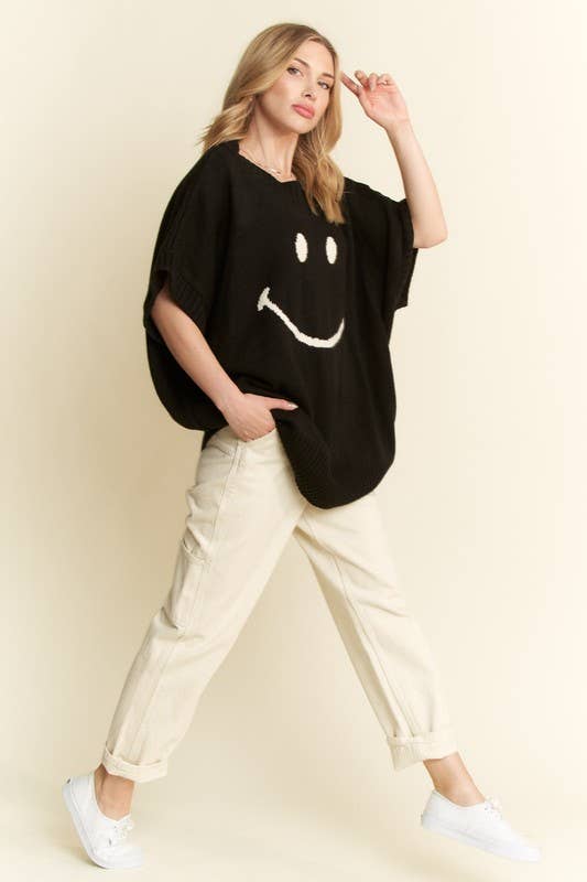 JADE BY JANE - Wholesale Knit Top - Women's - SHORT SLEEVE SMILE OVERSIZED KNIT TOP14
