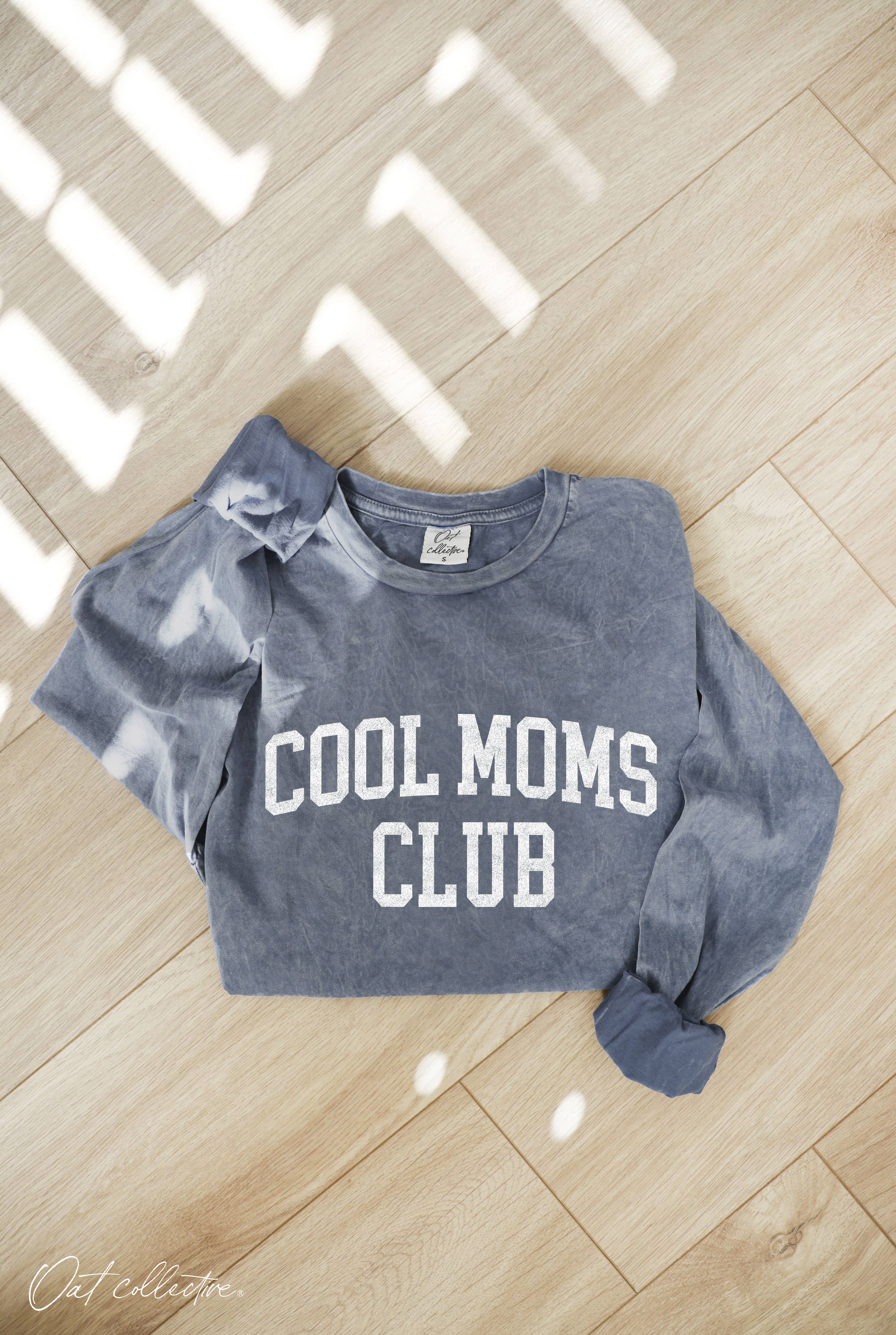 OAT COLLECTIVE - Wholesale Screen Printed T-Shirt - Women's - COOL MOMS CLUB Mineral Washed Long Sleeve Graphic1
