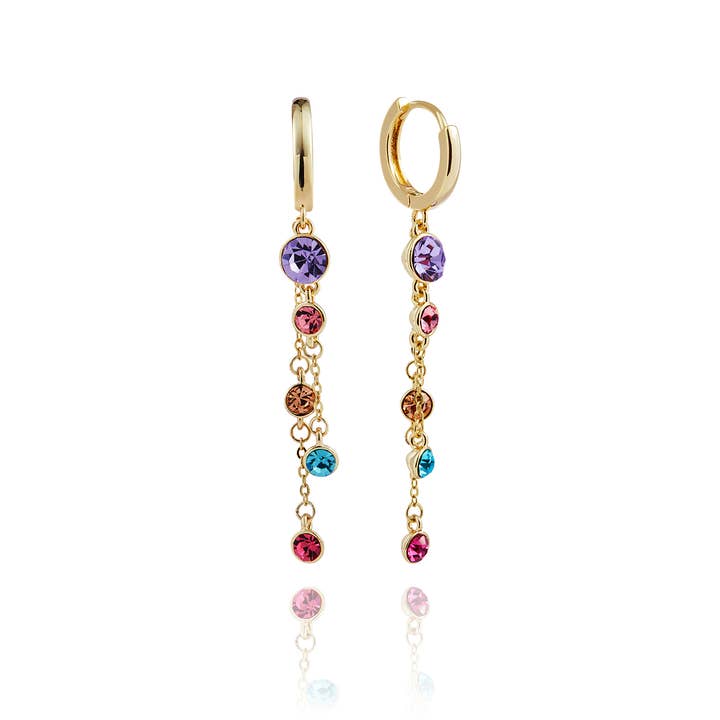 Elegant Pastel Waterfall Gold Plated Huggies for wholesale by Joe Davies