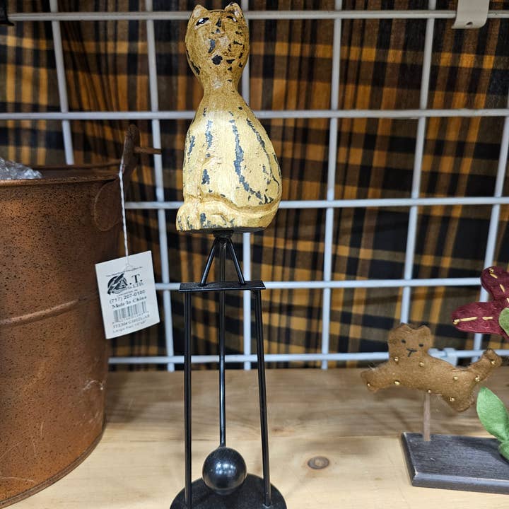 Green Pastures Wholesale - Wholesale Decorative Tabletop Object - Balance Toys - 10'' Wooden Cat1