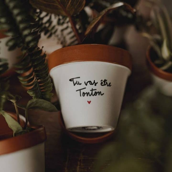 Flower pot "You're going to be an uncle ♥" Pregnancy announcement gift for wholesale by Joli Pot