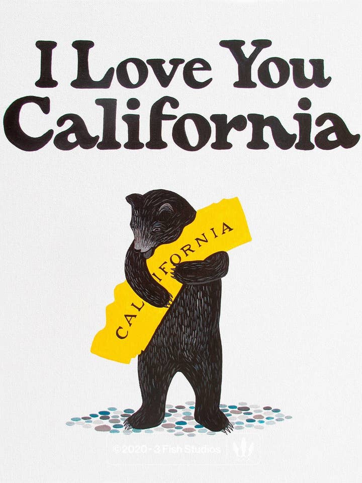 "Hvid Bjørneprint 'I Love You California'" for engroshandel hos 3 Fish Studios