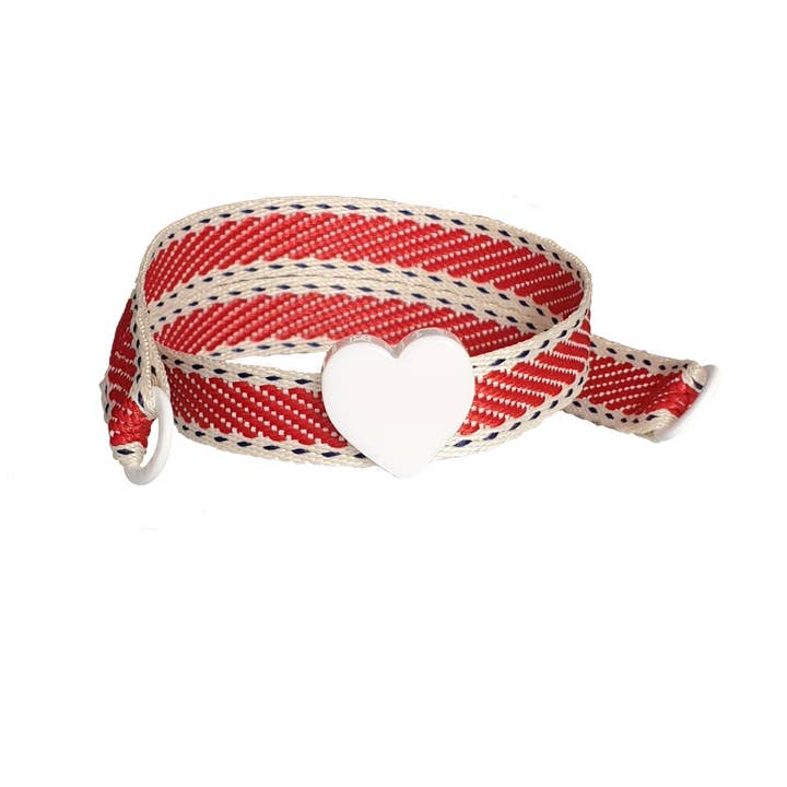 RED WHITE HEART TRAP BRACELET for wholesale by Smartever Srl