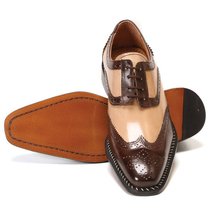 Brown Beige Hope Men Leather Oxford Style Dress Shoes for wholesale on Faire