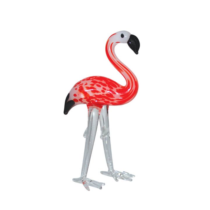 Kunstgenstande Miniature glasfigur - Flamingo for engroshandel hos WIDDOP and Co.