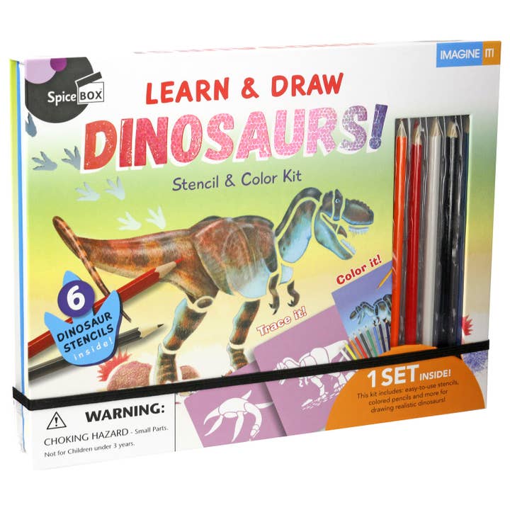 SpiceBox Product Development LTD - Wholesale Art Set - Kids & Baby - Imagine It Dinosaur Book & Stencil Set