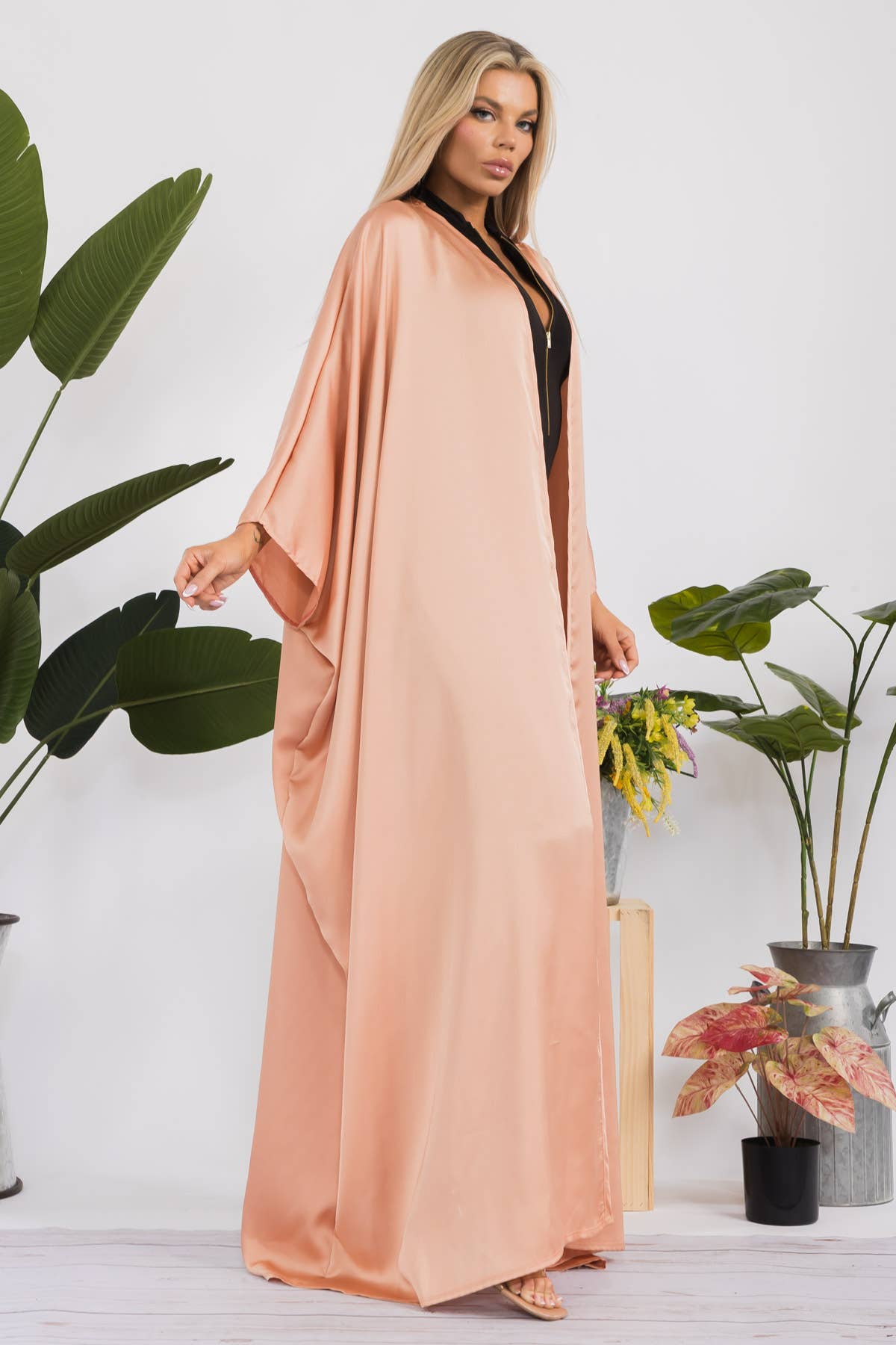 H&H Fashion Inc. - Wholesale Kimono - Women's - HH707D-R-SOLID - Open Front Duster13