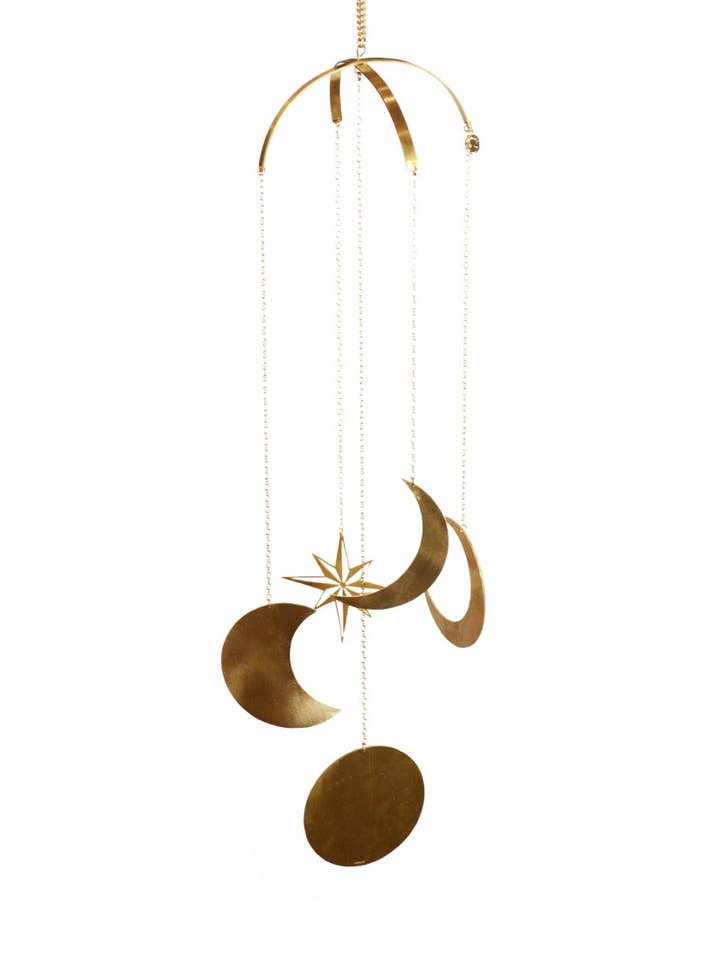 Fase Lunare Mobile – Campanello Eolico in Ottone e Cristallo per la vendita all'ingrosso da parte di Ariana Ost