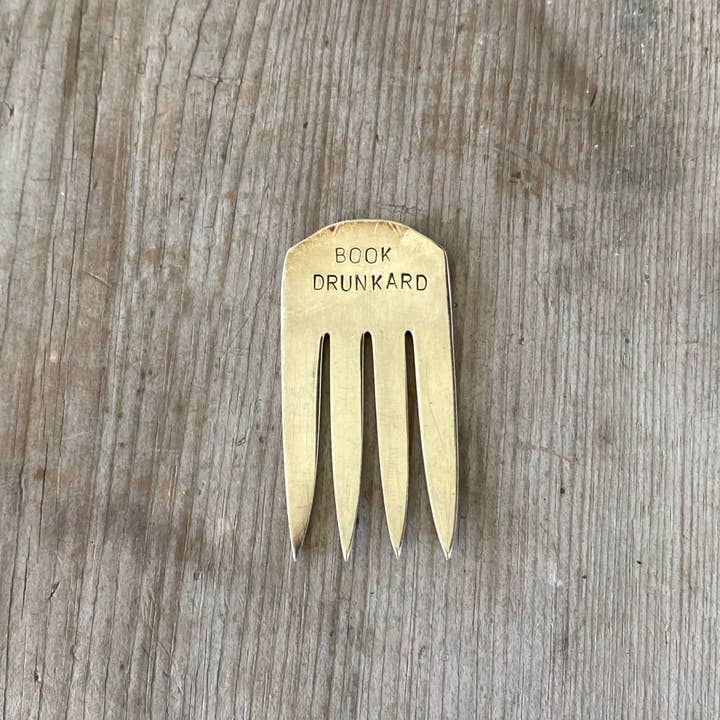 Book Drunkard Stamped Fork Bookmark for wholesale by Laughing Frog Studio