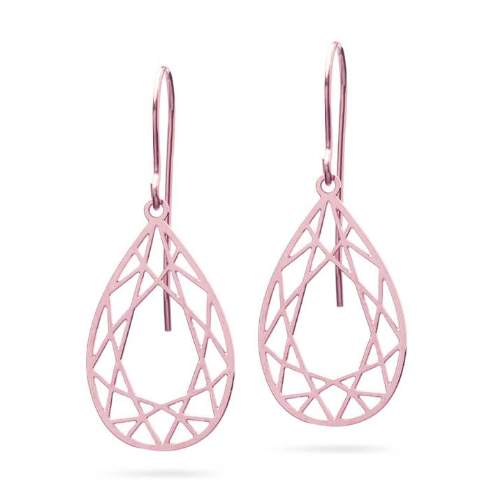 Boucles d'oreilles « Diamondcut Drop » | dorées à l'or rose pour la vente par KOSAE