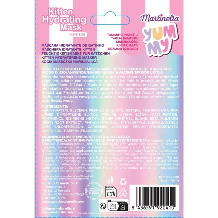 Aquarius Cosmetic SLU - Venta al por mayor Mascarilla - Mascarilla hidratante Martinelia Kitten
