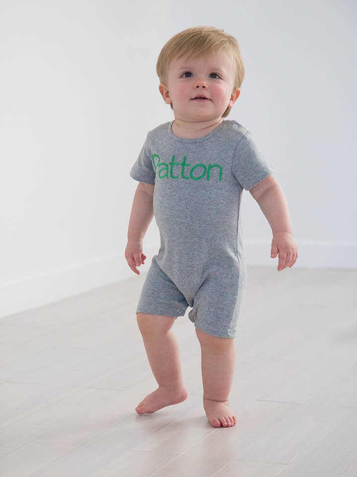 SALE Short Sleeve Knit Romper - Solid Grey for wholesale by Love That Cotton