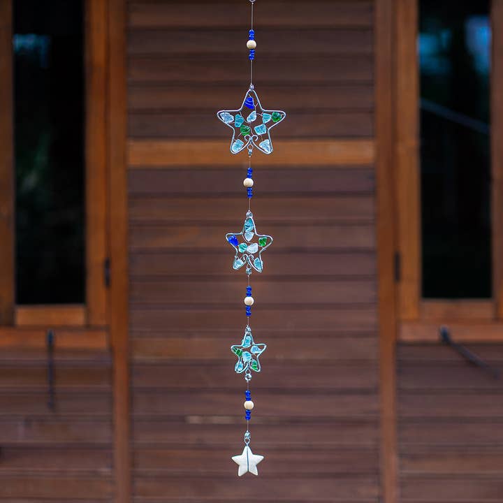 Recycled Glass Garland - Star 36" for wholesale by Garden Age Supply