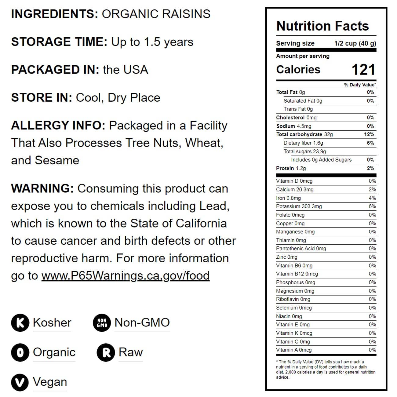 Food To Live - Wholesale Dried/Dehydrated Fruit - California Organic Raisins – Thompson Seedless Select, Raw2