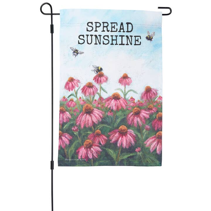 Pink Coneflower Garden Flag for wholesale by Primitives by Kathy
