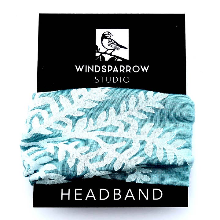 Windsparrow Studio - Wholesale Fashion Headband - Women's - Leafy Branch Headband (white ink)