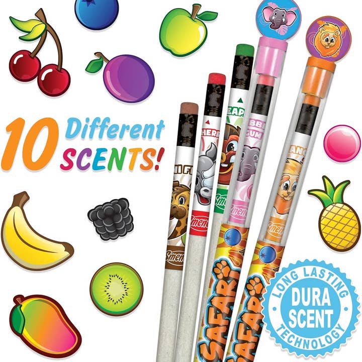 Scentco, Inc - Wholesale Colored Pencil - Safari Colored Smencils - Scented Colored Pencils - 10 Count