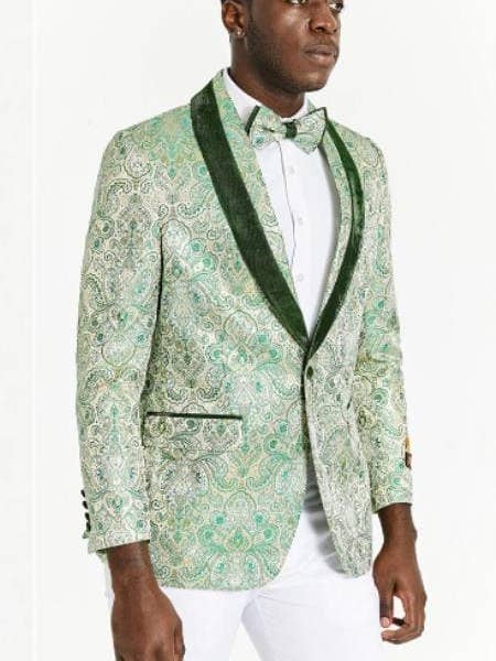 Chaqueta de esmoquin a la venta - Chaqueta de esmoquin Ivory & Hunter Green para venta al por mayor de Alberto Nardoni