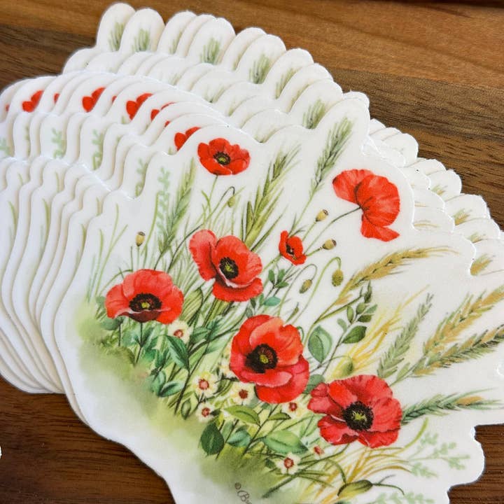Brown Lillie - Wholesale Sticker - Red Poppy: 3" Waterproof Vinyl Sticker | August Birth Flower3