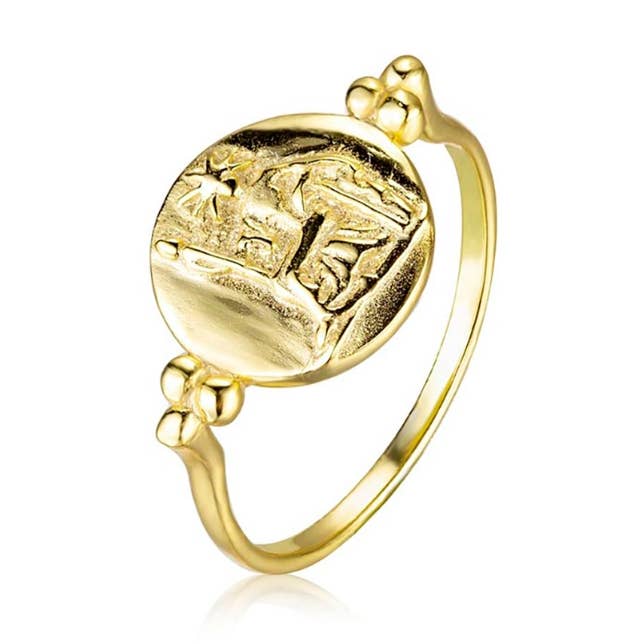 Silverring - mynt - silverguldpläterad - 10 för wholesale av Buganto