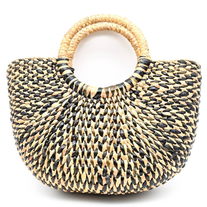 Art Floral Trading LLC – Mala com alça superior – Mulher por atacado – Saco de compras/Mala de mão-Pequeno-Natural e preto