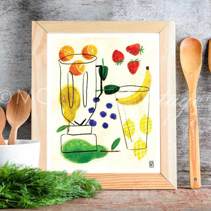 Fresh Fruit Smoothie Print 8x10 for wholesale by Modern Vintage Design Studio