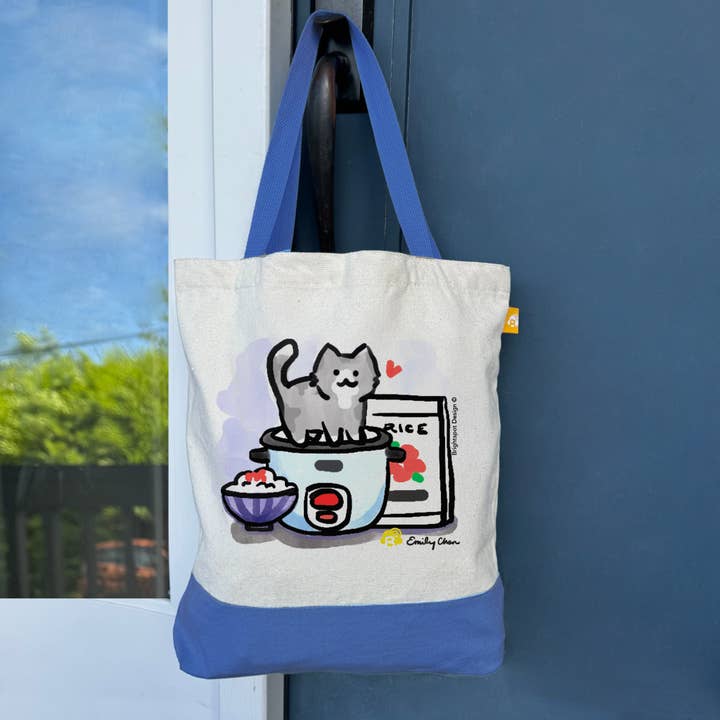 Cat Ricecooker Canvas Tote Bag for wholesale by Brightspot Design