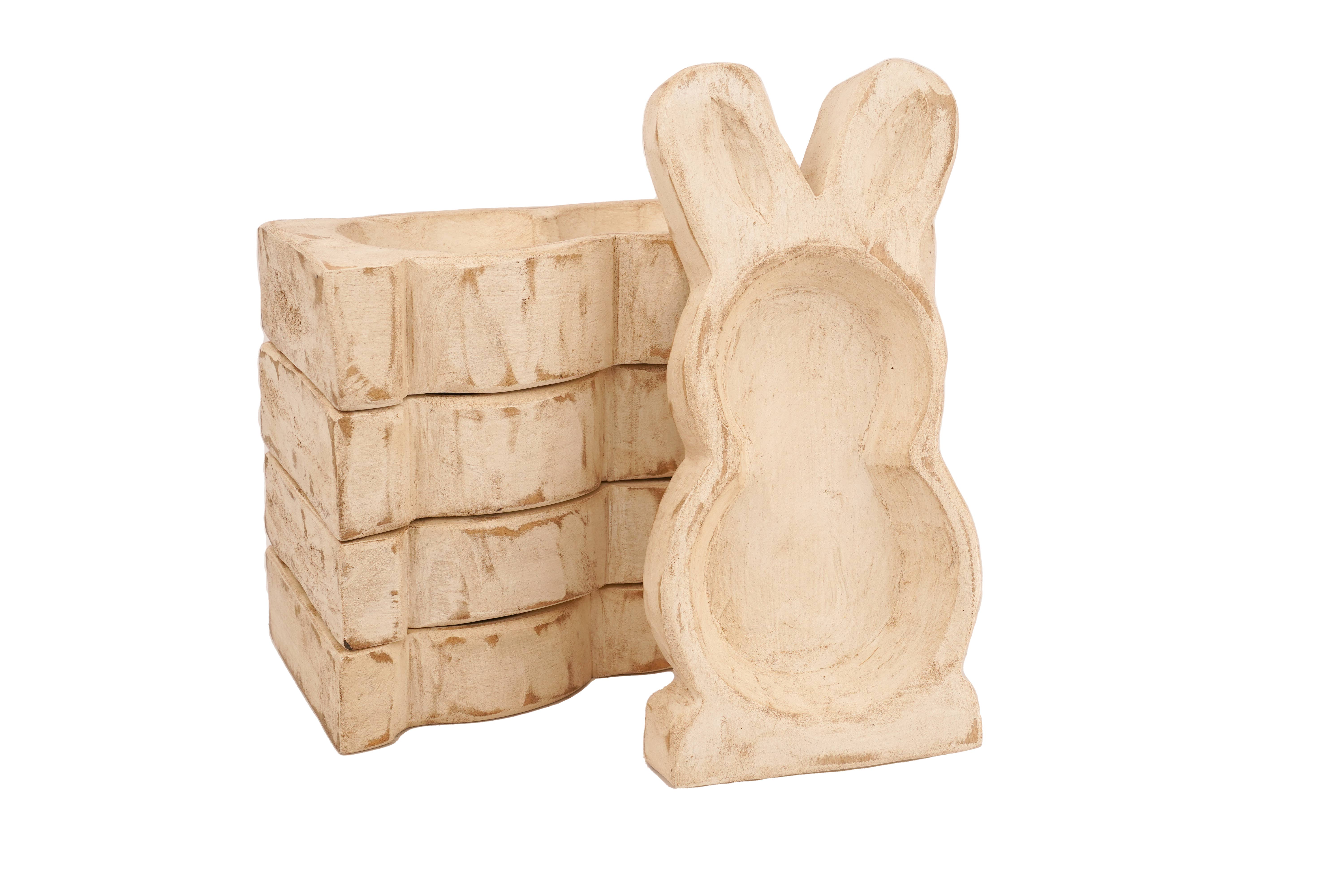 My Amigos Imports - Vendita all'ingrosso Portacandele - Piccola ciotola con coniglietto in legno - Pronta per candela - 13-15 cm x 25 cm6