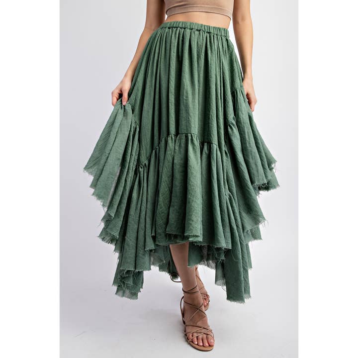Sweet Generis - Wholesale Skirt - Women's - ASYMMETRICAL RAW-EDGE RUCHED UNEVEN HEMLINE SKIRT