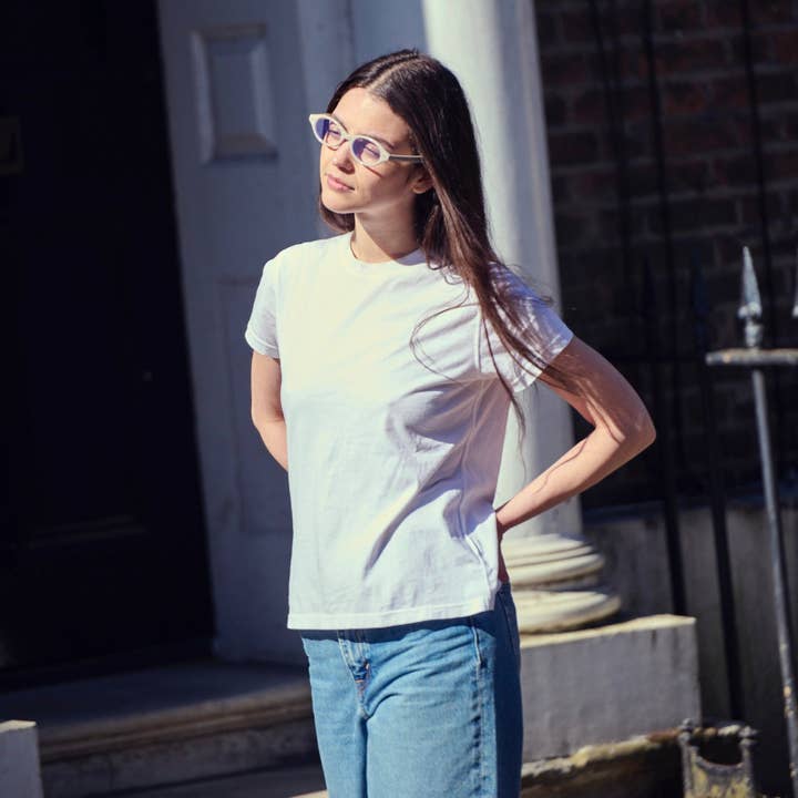 Sloane Blue Light Blocking Optical Glasses - Oyster for wholesale by Greenwich Social Club