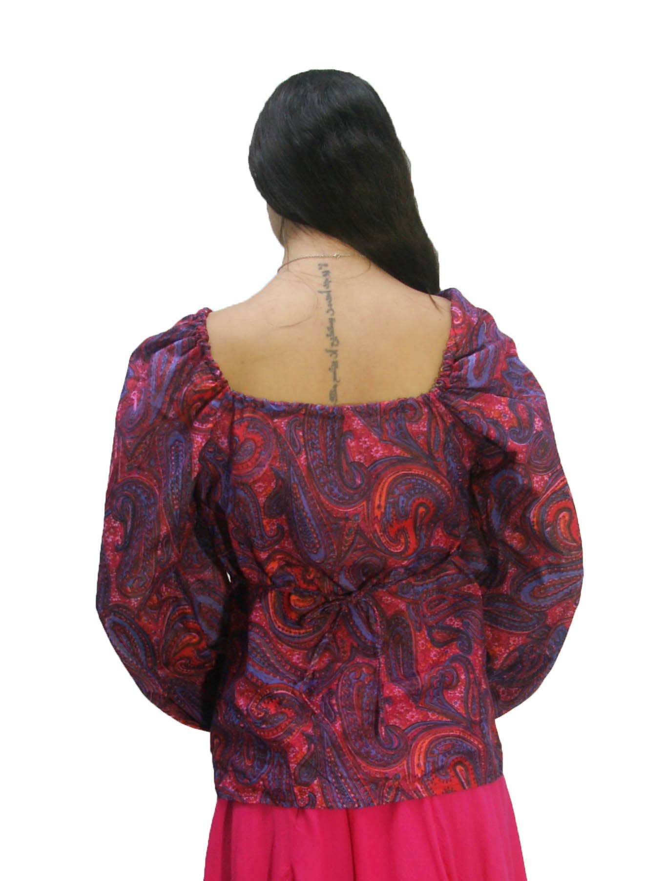 KASHI INC - Wholesale Blouse - Women's - Long Sleeve Paisley Peasant Cotton Blouse Drawstring on neck7