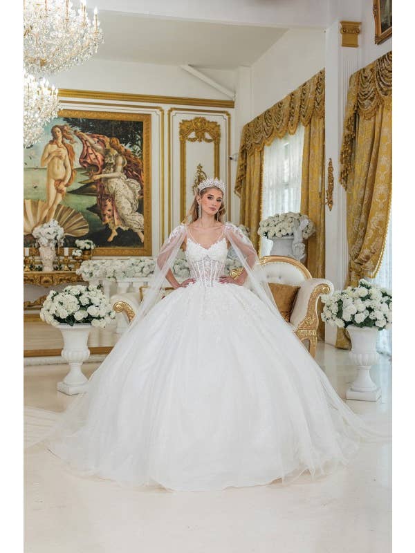 Off White Ball Gown Wedding Dress with Sheer Corset Bodice #2 for wholesale on Faire2