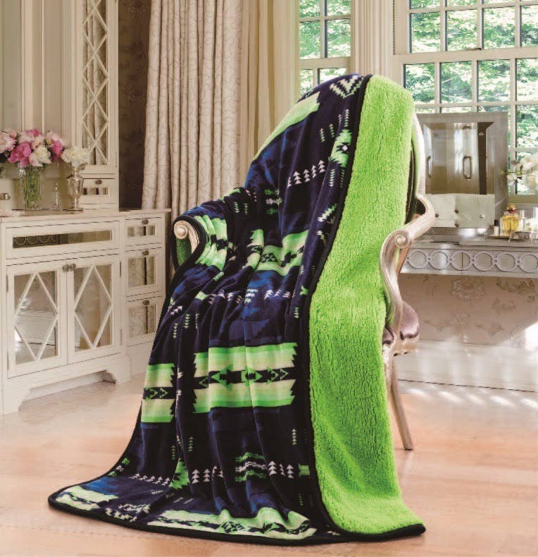 Linen Mart - Wholesale Throw blanket - Southwestern Aztec Sherpa Borrego Fleece Throw Blanket4